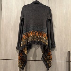 Woolrich | Open Font Wool Blend Waterfall Cardigan | Grey & Yellow| ‎ Small